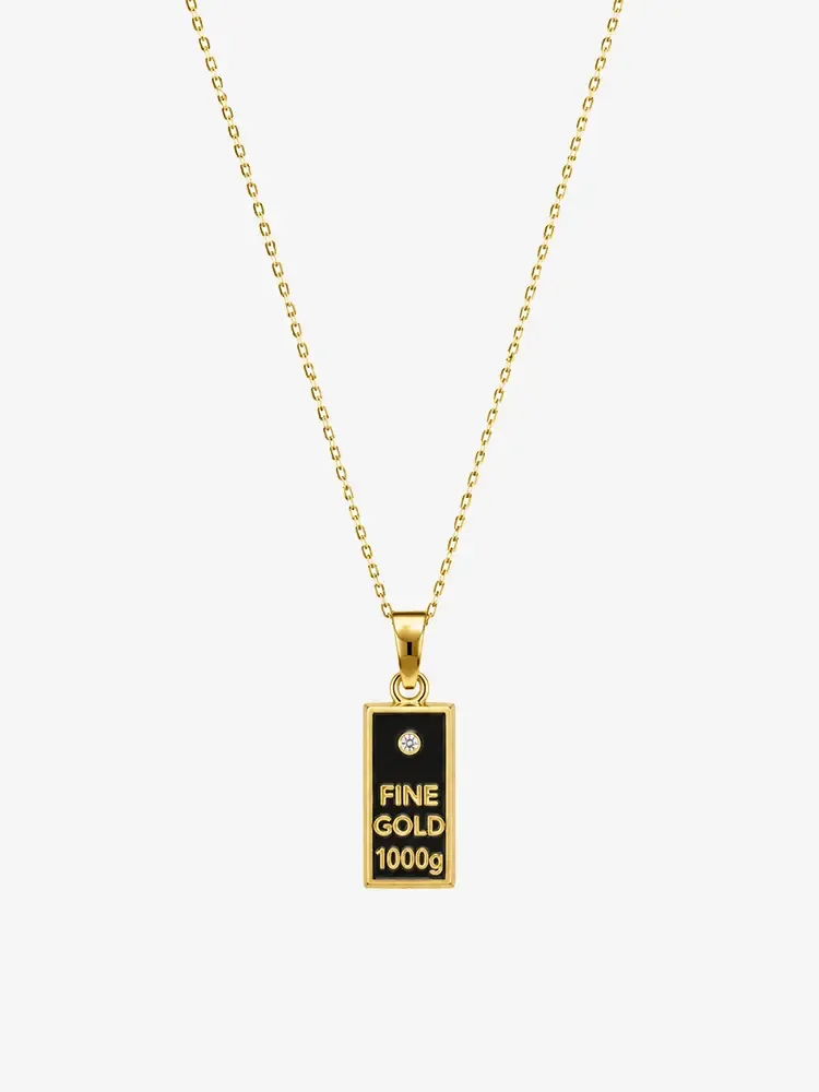 8 Ayar  Gold Külçe Motifli Kolye